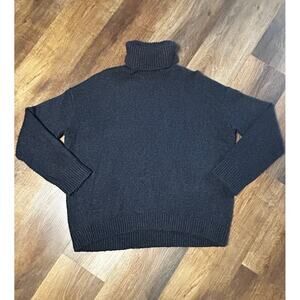 Vince Black Wool Silk & Cashmere Blend Turtleneck Cable Knit Sweater Size SP
